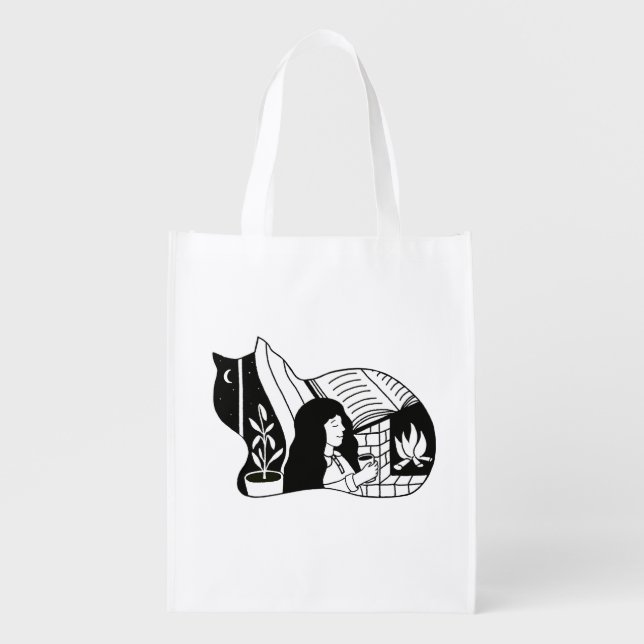 Cozy Cat Grocery Bag (Front)
