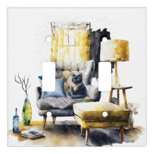 Cozy Cat in his Favorite Chair Light Switch Cover