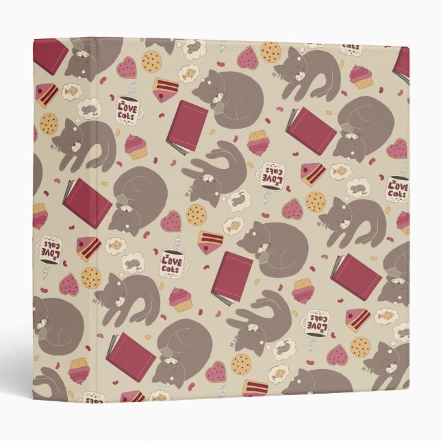Cozy Cat Lovers Collage 3 Ring Binder (Front/Spine)