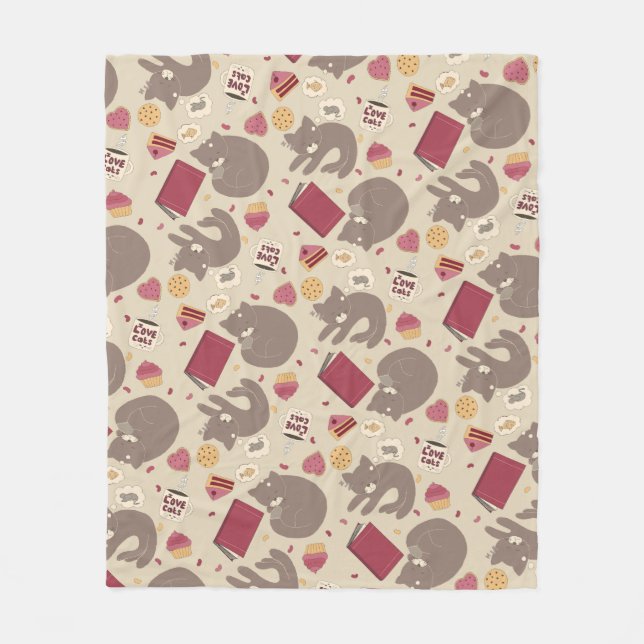 Cozy Cat Lovers Collage Fleece Blanket (Front)