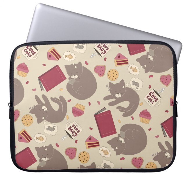 Cozy Cat Lovers Collage Laptop Sleeve (Front)