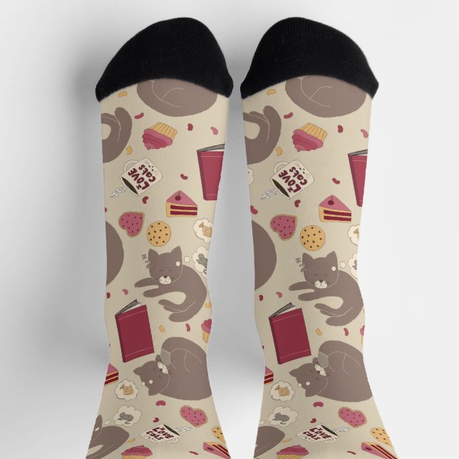 Cozy Cat Lovers Collage Socks (Top)