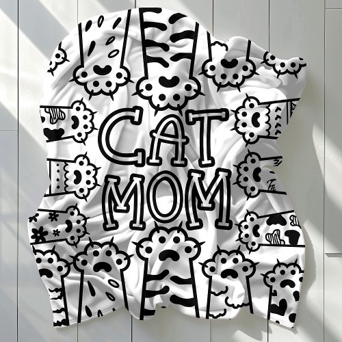 Cozy Cat Mom for Cat Lovers Fleece Blanket