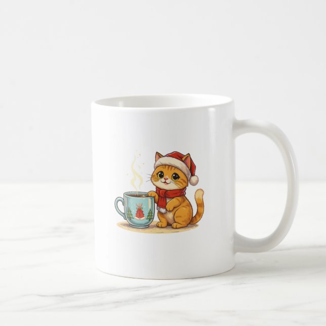Cozy Cat Mug – Cute Kitten with Coffee Design (Right)