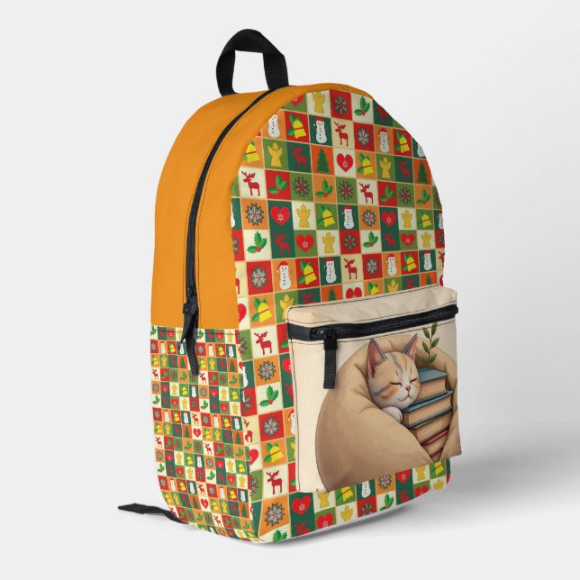 Cozy Cat Patchwork Back to School Backpack (Back Corner Left)