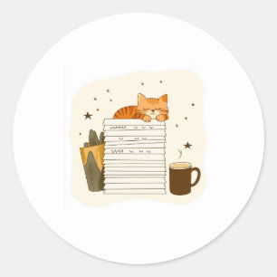 Cozy Cat Reading Sticker