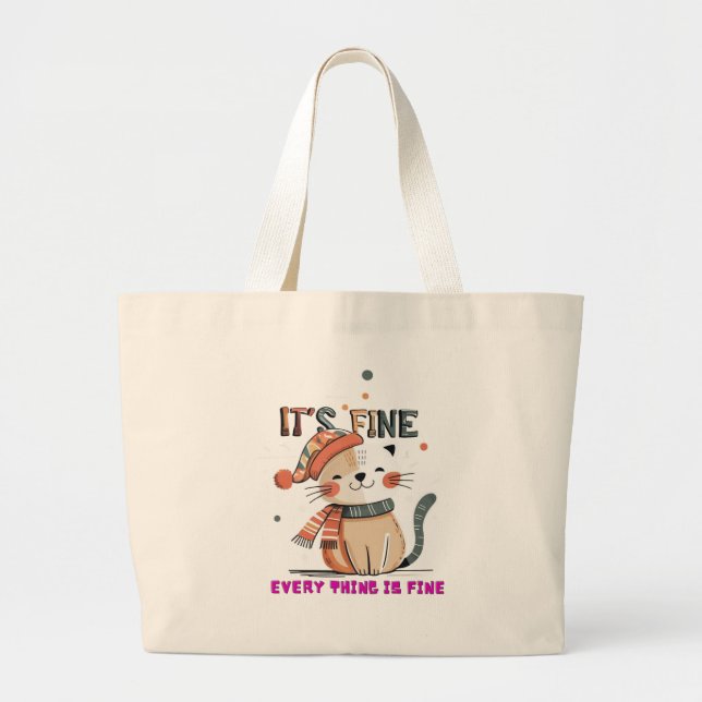 Cozy Cat Vibes – Everything is Fine Tote (Front)