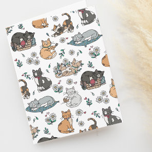 Cozy Cats and Flowers Pattern Blank Card