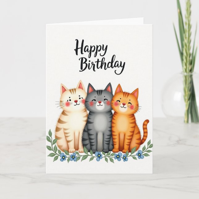 Cozy Cats Birthday Card (Front)