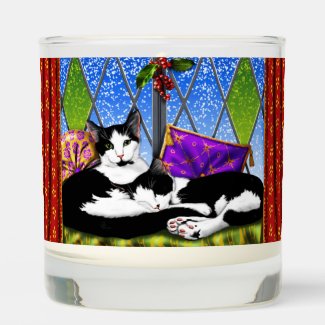 Cozy Cats Mistletoe Holiday Scene Vanilla