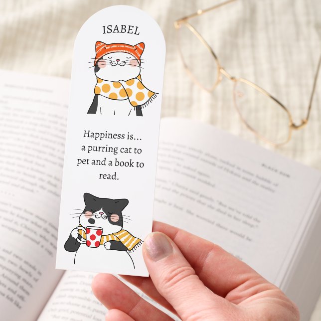 COZY CATS WITH SCARFS AND COFFEE CUSTOM BOOKMARKS (Hand)