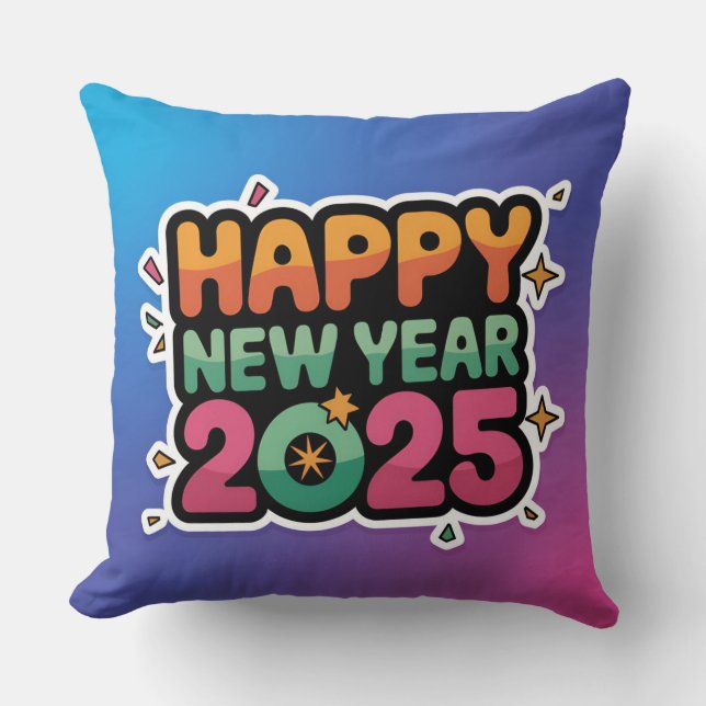 Cozy Celebrations Ahead 2025 New year Throw Pillow (Front)