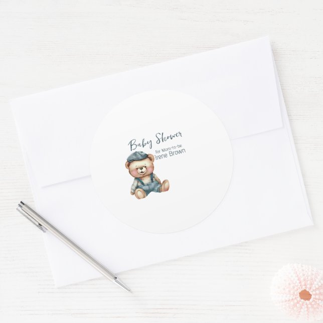 Cozy Charming Baby Shower Classic Round Sticker (Envelope)