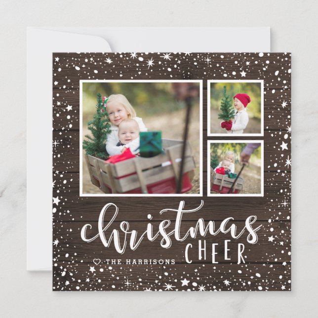 Cozy Cheer | Holiday Photo Collage Square Card (Front)