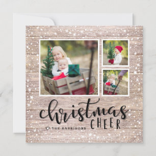 Cozy Cheer Holiday Photo Collage Square Card