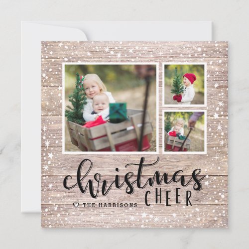 Cozy Cheer  Holiday Photo Collage Square Card