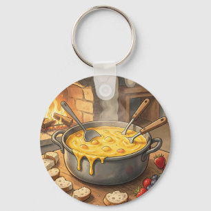 Cozy Cheese Fondue Fireplace Keychain