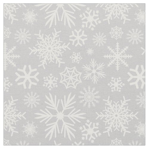 Cozy Chic Gray Winter Snowflakes Pattern Fabric