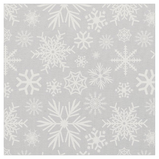 Cozy Chic Gray Winter Snowflakes Pattern Fabric (Close Up)
