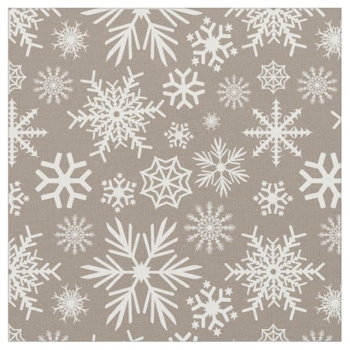 Cozy Chic Mocha Winter Snowflakes Pattern Fabric