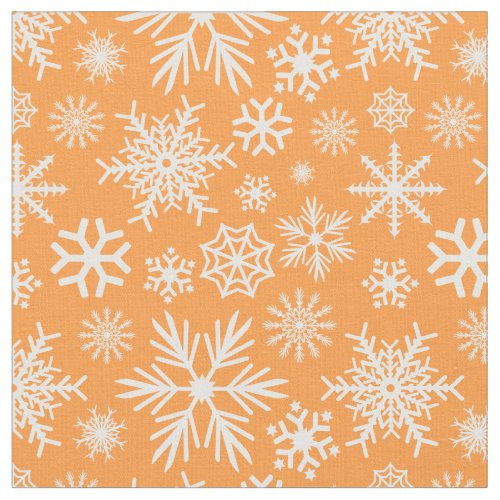 Custom Fabric 15 Cozy Chic Orange Winter Snowflakes Pattern Fabric