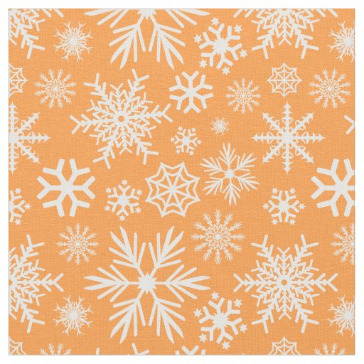 Cozy Chic Orange Winter Snowflakes Pattern Fabric