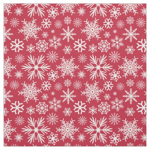 Cozy Chic Red Winter Snowflakes Pattern Fabric