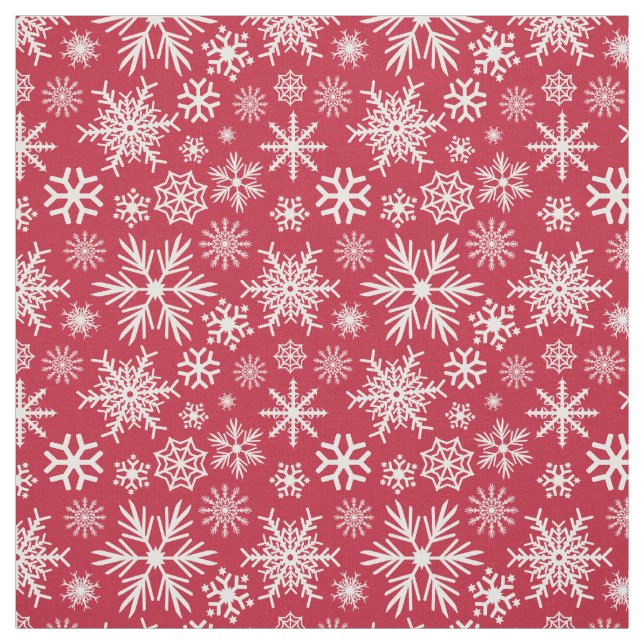 Cozy Chic Red Winter Snowflakes Pattern Fabric (Swatch)