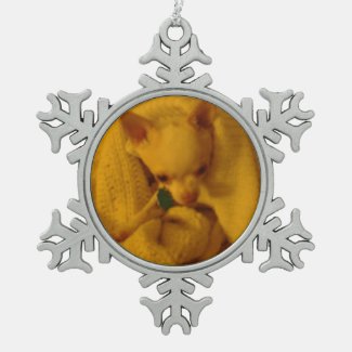 Cozy Chihuahua Pewter Snowflake Ornament