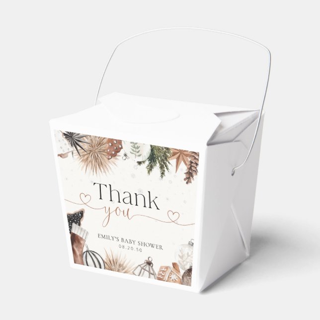Cozy Christmas Baby Shower Favor Box (Front Side)