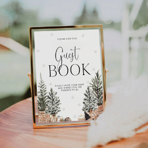 Cozy Christmas Baby Shower Guest Book Sign