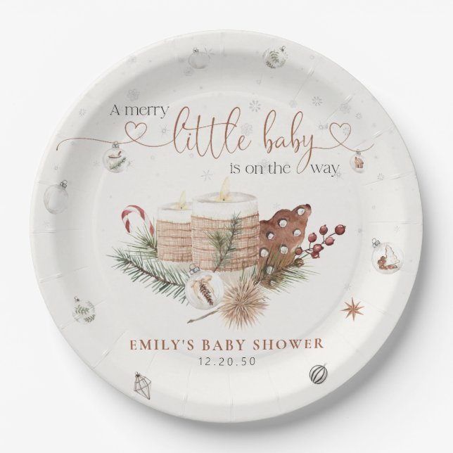 Cozy Christmas Baby Shower Paper Plates (Front)