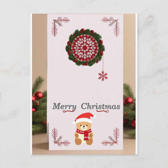❄️ Cozy Christmas Bear Frame Magic ✨ Festive Holid Postcard (Front)