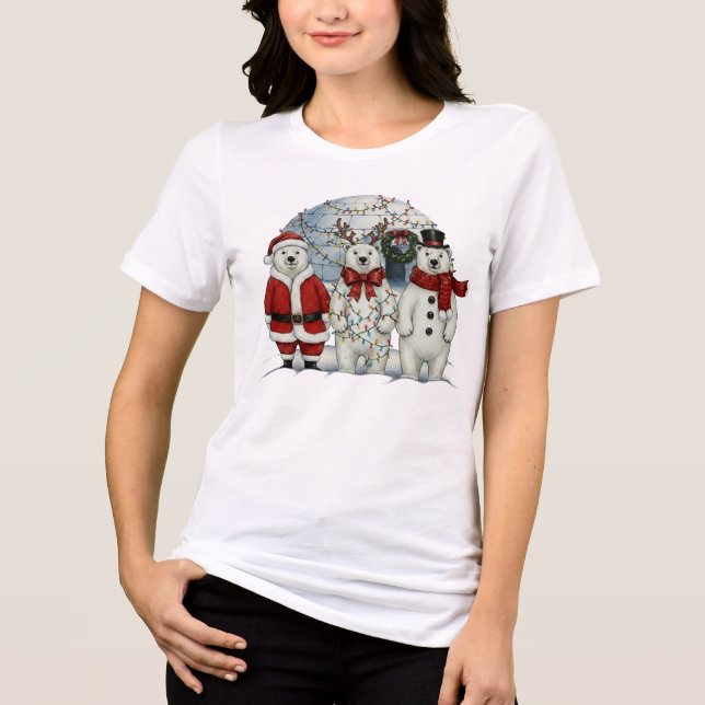 Cozy Christmas Bear Tri-Blend Shirt (Front)