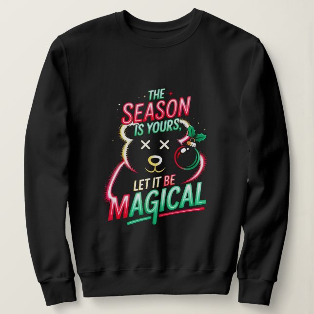 Cozy Christmas Bear Women's Crewneck Holiday Gift  Sweatshirt (Design Front)