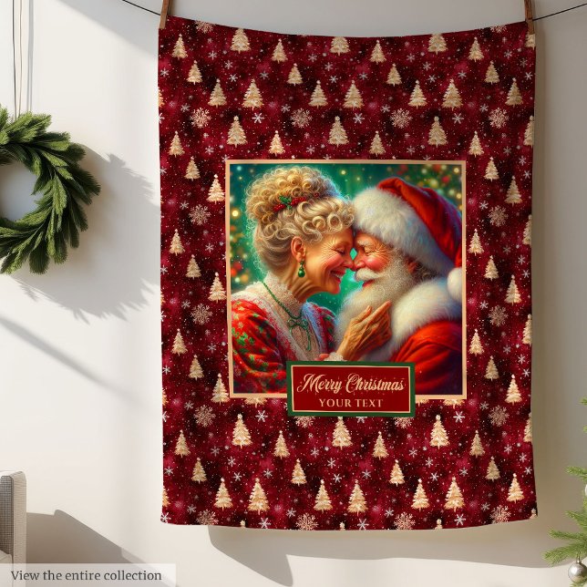 Cozy Christmas Blanket Burgundy Gold Holiday Decor (Cozy Christmas Blanket Burgundy Gold Holiday Decor)