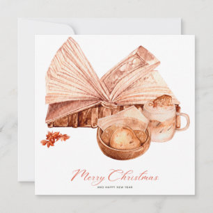Cozy Christmas Book Coffee photo card