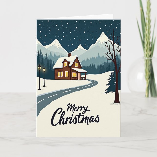 Cozy Christmas Cabin Card (Front)