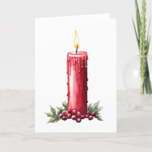 Cozy Christmas Candle Holiday Card –Blank Greeting