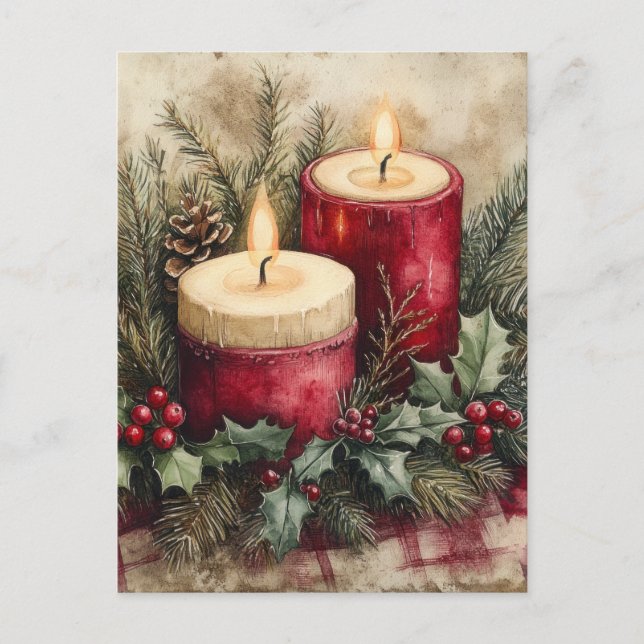 Cozy Christmas Candles  Holiday Postcard (Front)