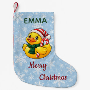 Cozy Christmas Candy Cane Rubber Duck Small Christmas Stocking