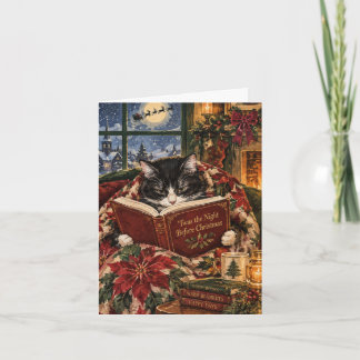 Cozy Christmas Cat Christmas Card Tuxedo Cat