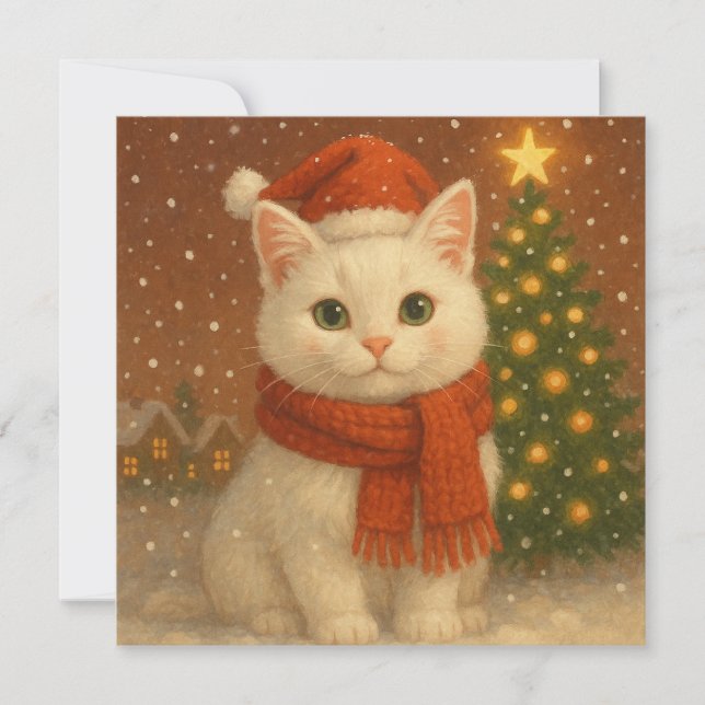 Cozy Christmas Cat Flat Card (Front)