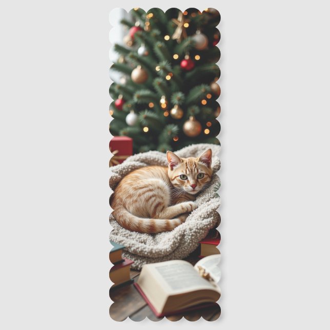 Cozy Christmas Cat – Holiday Bookmark (Front)