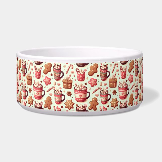 Cozy Christmas Cocoa and Gingerbread Pattern Bowl (Front)