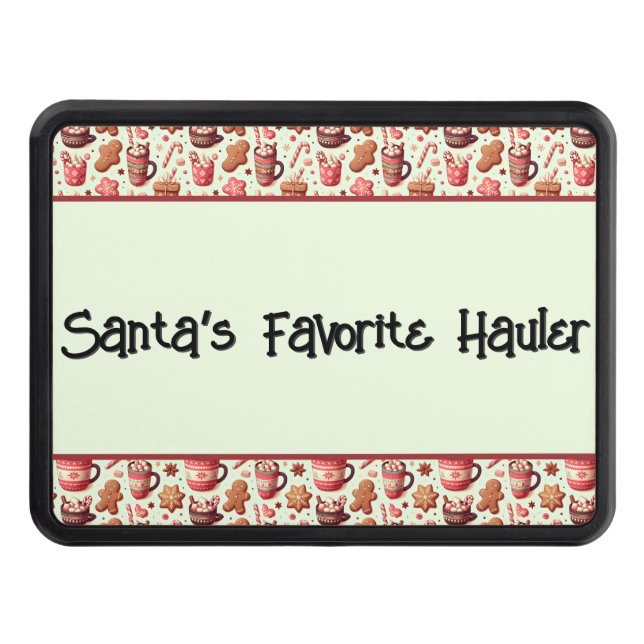 Cozy Christmas Cocoa and Gingerbread Pattern Hitch Cover (Front)