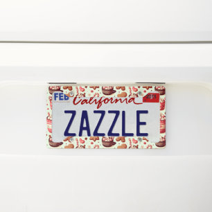 Cozy Christmas Cocoa and Gingerbread Pattern License Plate Frame