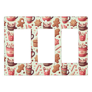 Cozy Christmas Cocoa and Gingerbread Pattern Light Switch Cover