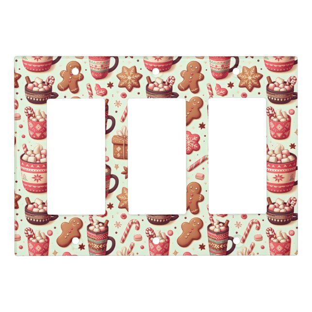 Cozy Christmas Cocoa and Gingerbread Pattern Light Switch Cover (Front)