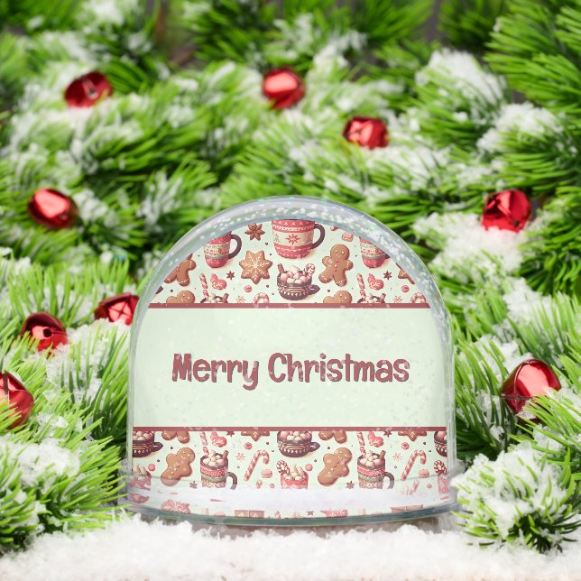 Cozy Christmas Cocoa and Gingerbread Pattern Snow Globe (Christmas)